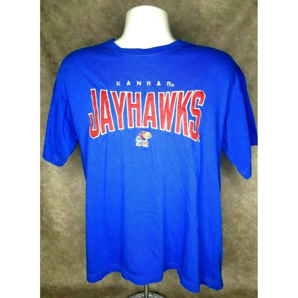 Kansas Jay Hawks Shirt Mens Large Short Sleeve Embroidered OVB Old Varsity Brand